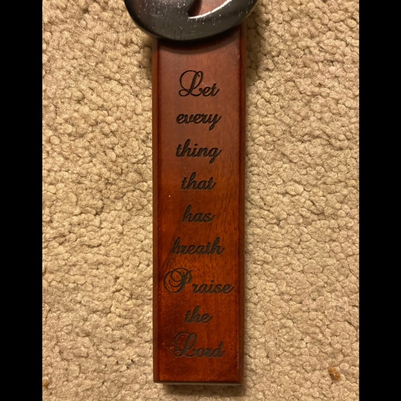 Solid Mahogany Wall Cross with Treble Clef - Psalm 150 “Praise Him” - Picture 5 of 8